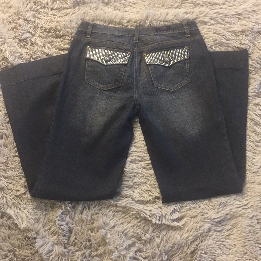 Bisou Bisou Bling-Bling Wide Flare Jeans, Size 10